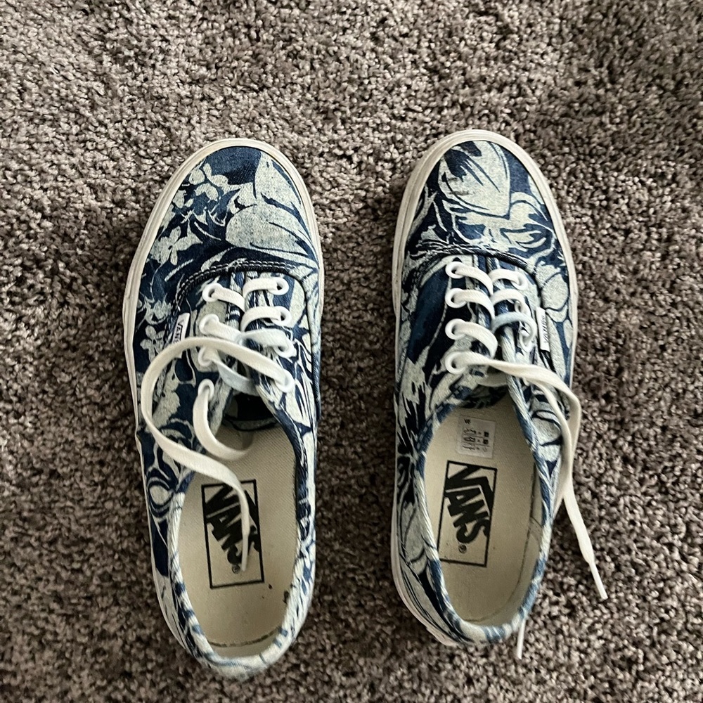 EUC VANS Denim Floral Sneakers